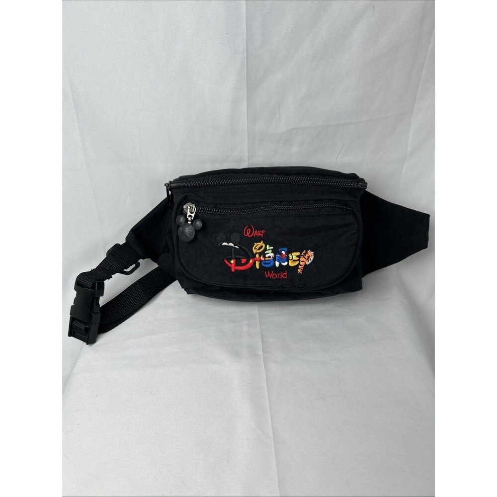 Walt Disney World Fanny Pack Black Embroidered Retro Belt Bag Winnie The Pooh